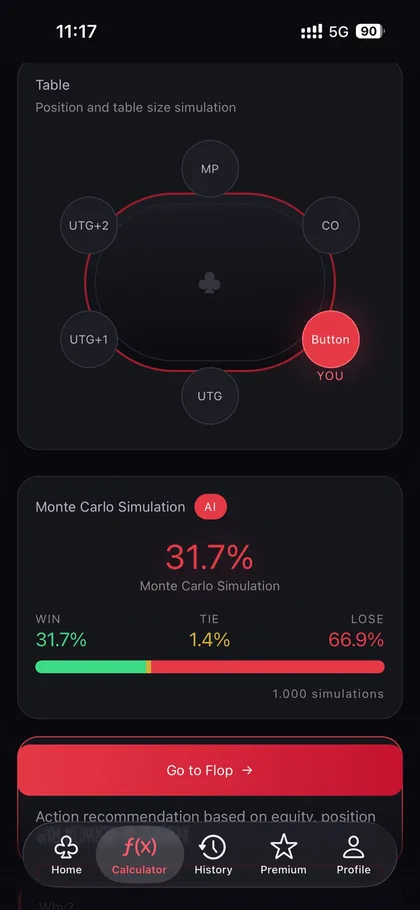 Poker AI - Calculadora manual