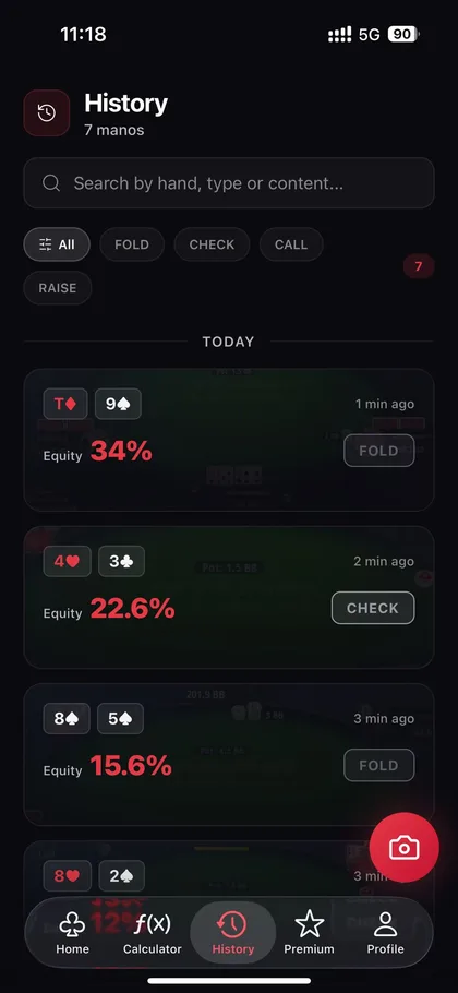 Poker AI - Historial de manos